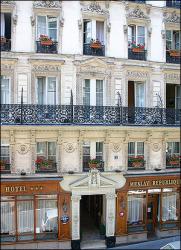 The entrance of Hotel Meslay Republique in Paris, France.