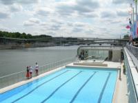 The swimming Pool Josephine Baker near de Seine in Paris, France.