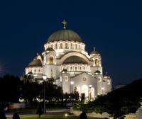 The beautiful big church or temple or cathedral in the Vracar district in Belgrade